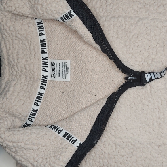 VS VICTORIAS SECRET PINK SHERPA QUARTER ZIP SWEATER JACKET TOP XS - Picture 8 of 13